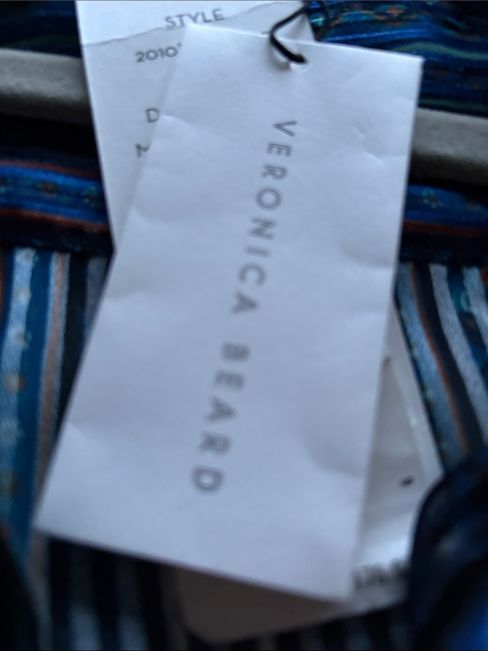 Veronica Beard Navy and Teal Striped Button-Down Shirt - Picture 6 of 6